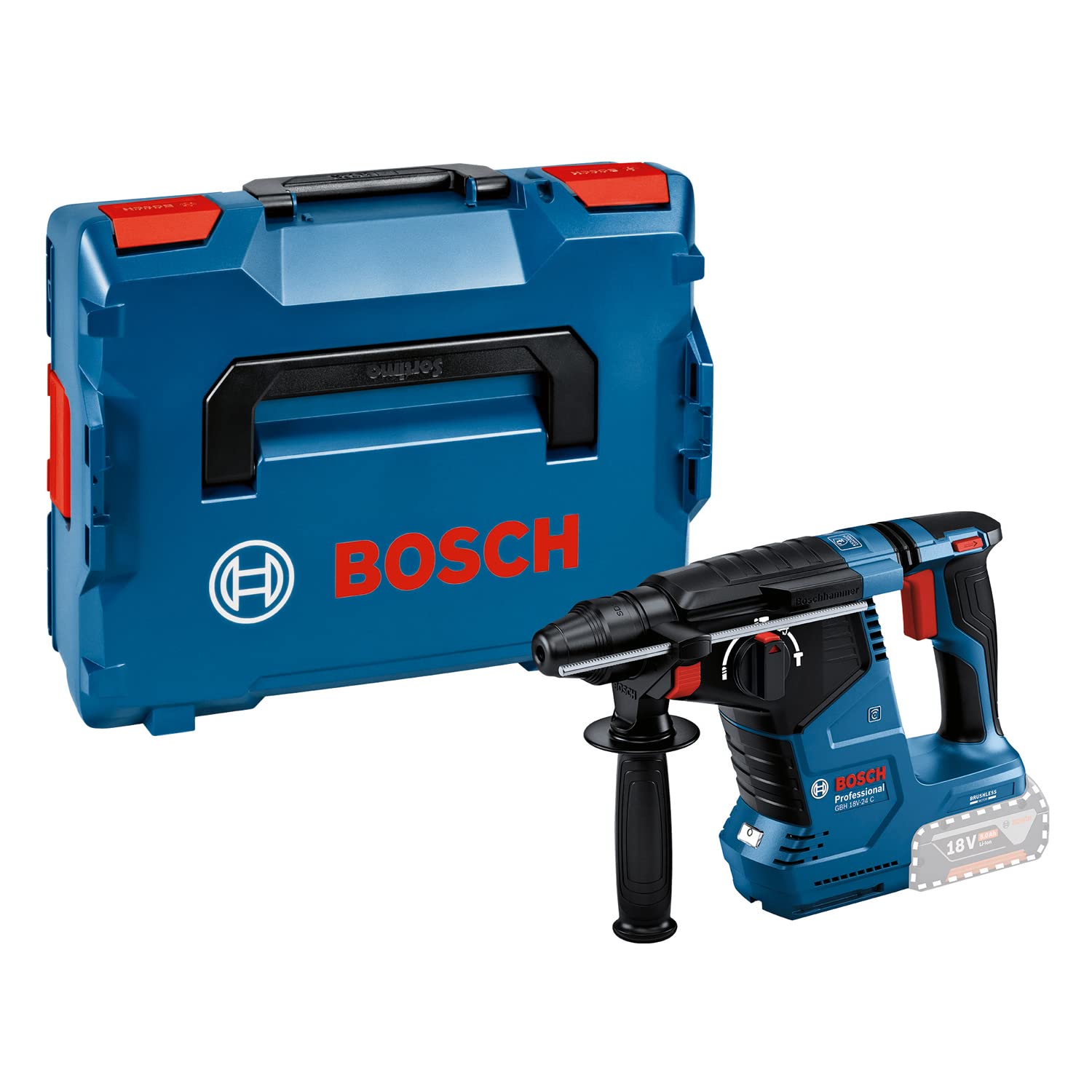 Bosch Professional GBH 18V-24 C Cordless Hammer Drill System with SDS Plus with Additional Handle, Battery / Charger Not Included