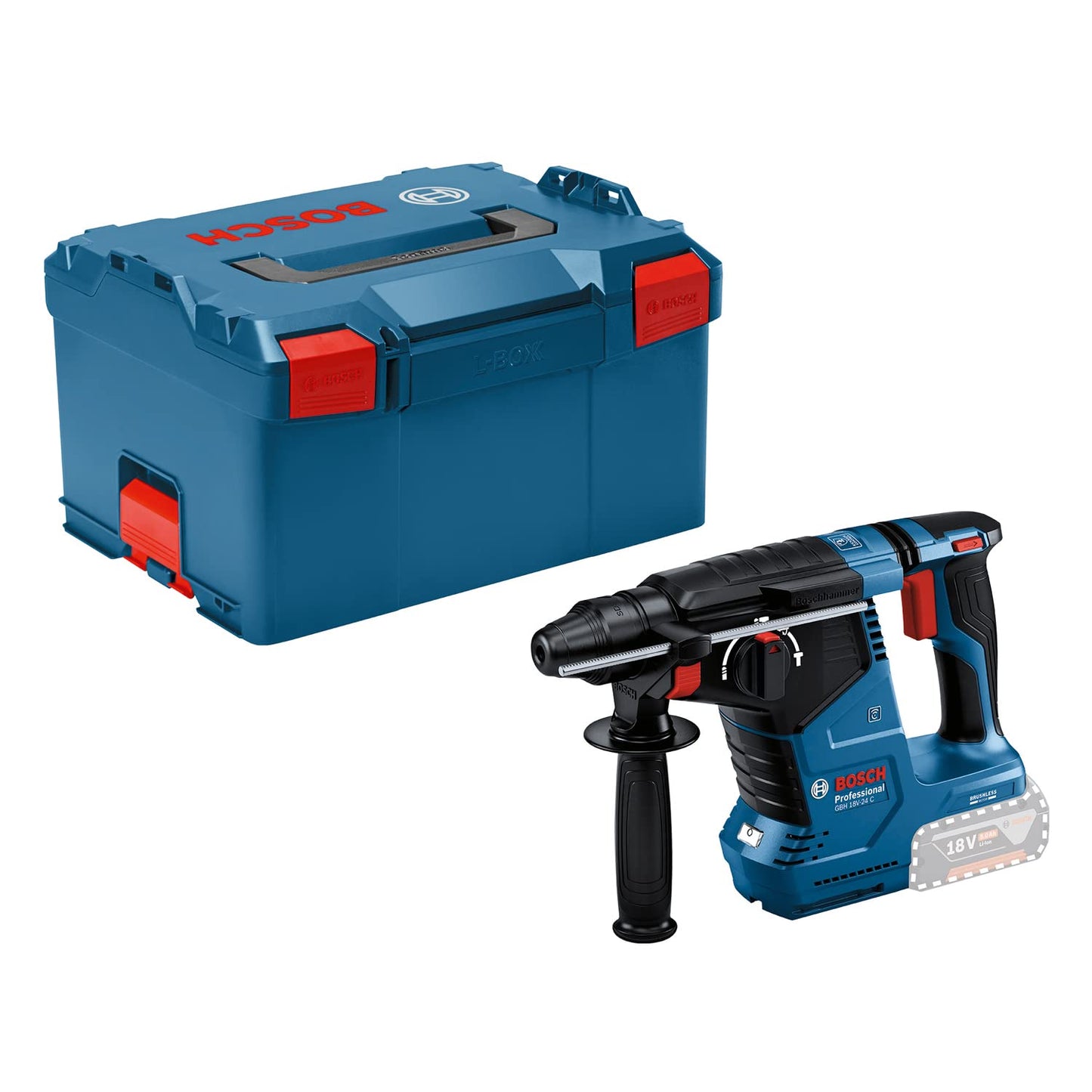 Bosch Professional GBH 18V-24 C Cordless Hammer Drill System with SDS Plus with Additional Handle, Battery / Charger Not Included