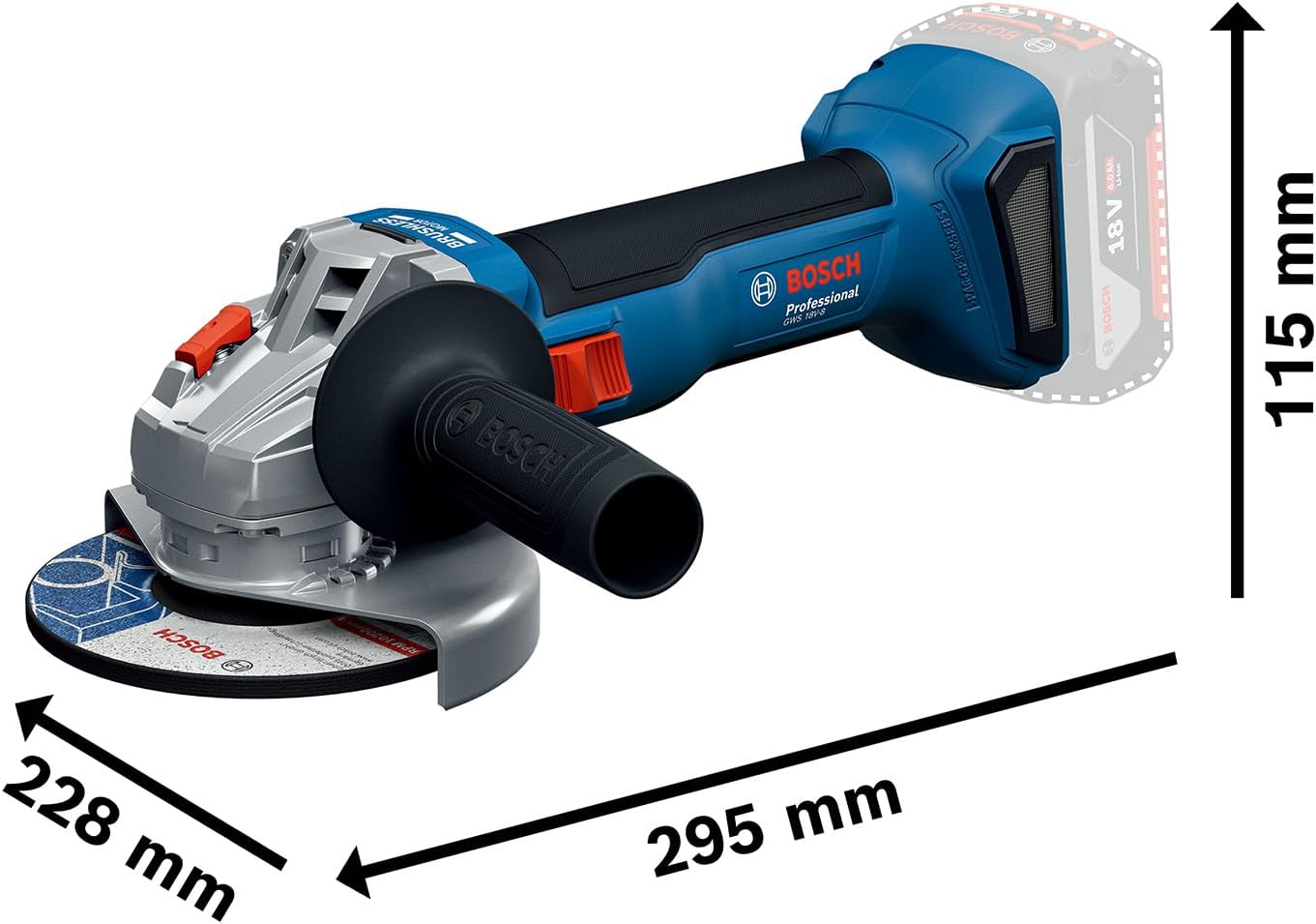 Bosch Professional 18V System Akku-Winkelschleifer GWS 18V-8 (Scheibendurchmesser 125 mm)