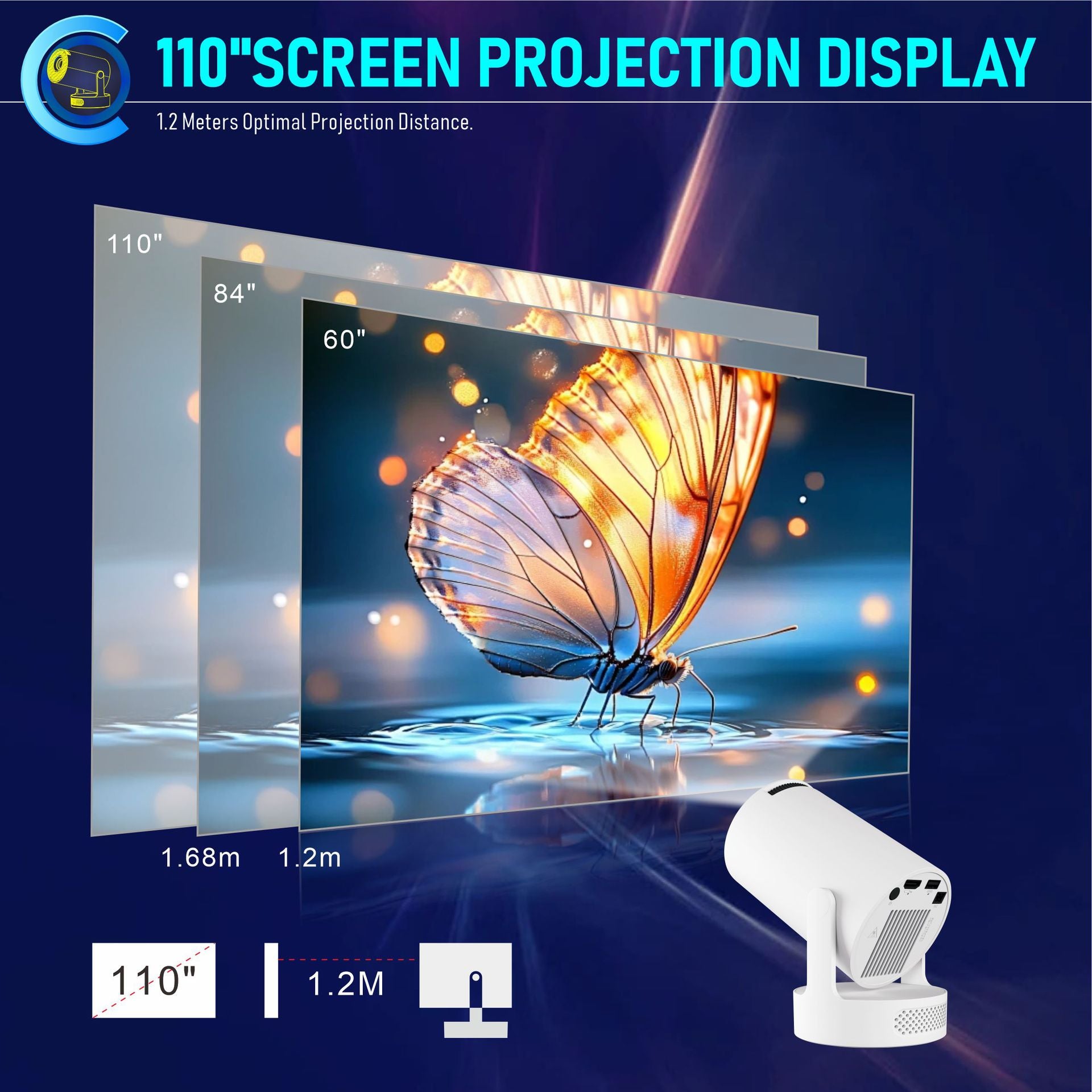 Projector Android 11 4K 1280*720P HY300 Pro  Cinema Outdoor Portable Projector