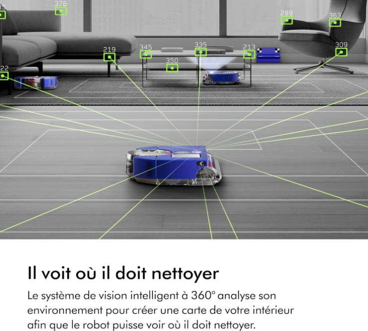 Dyson 360 Vis NAV Robotstofzuiger – Blauw/Nikkel